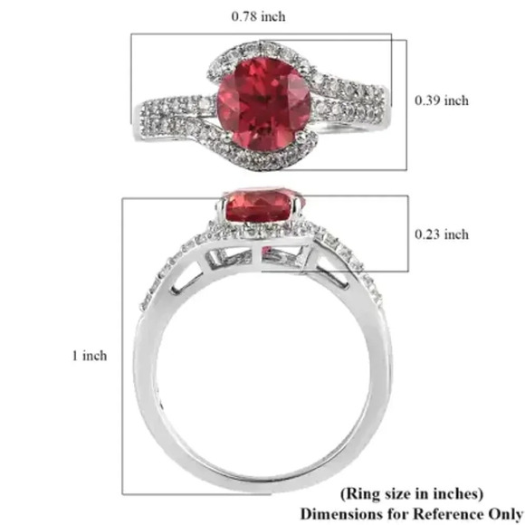 Padparadscha Sapphire & White Zircon Ring In 925 Sterling Silver - Picture 9 of 9